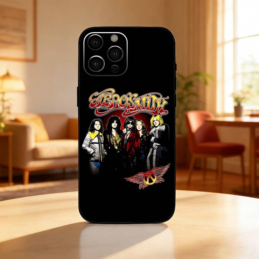 Чехол для телефона Band A-Aerosmith для iPhone 17, 16, 15, 14, 13, 12 Plus, Max, Мягкий Силиконовый, Черный