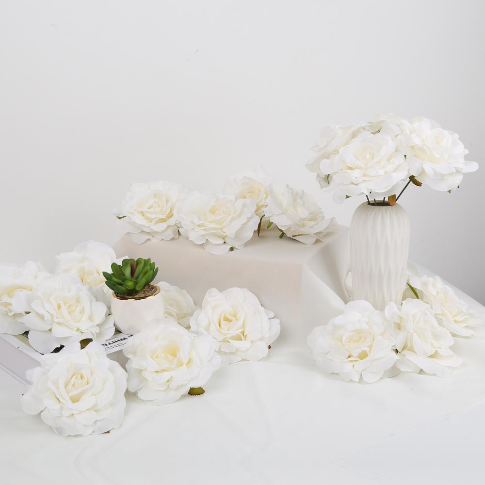 10 шт. искусственных цветов Real Touch, головка 10 см, венок своими руками, подарочная коробка, шелковые цветы для свадебных украшений, украшения стола для детского душа
