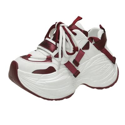 Модные женские толстые кожаные кроссовки 8 см, новые осенние туфли для папы на высокой платформе, женские повседневные кроссовки для тренировок, толстая подошва, вулканизированная обувь