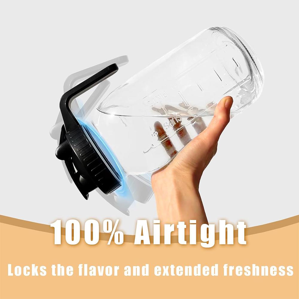 LMETJMA Крышка-носик для банки Mason с ручкой, герметичное уплотнение, банки Mason, кувшин, откидная крышка, герметичная крышка с ручкой JT311