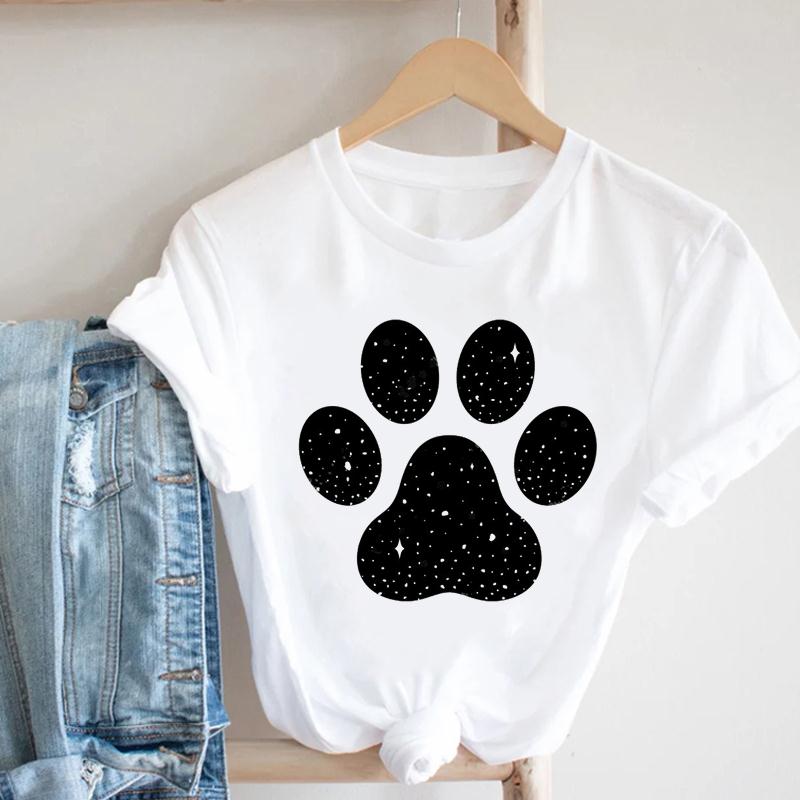 Paw Dog Pet Women Printing Short Sleeve Tshirt Casual Fashion Clothes T Tee Top Print Female Clothing Graphic T-shirt