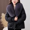 Fashion Woman Short Parkas Winter Coat Big Faux Fur Collar Thick Warm Elegant Lady Jackets