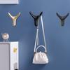 Animal Free Punch Wall Mount Hook Zinc Zinc Zinc Alloy Cabinet Storage Hook Ox Horn Dual Hanger  Coat