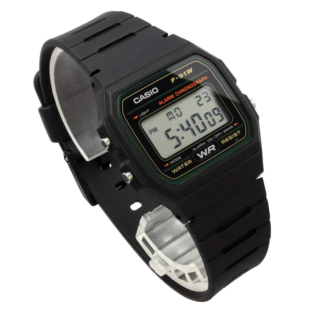 Casio Унисекс Кварцевые Черные Часы F-91W-3, [Б/У]