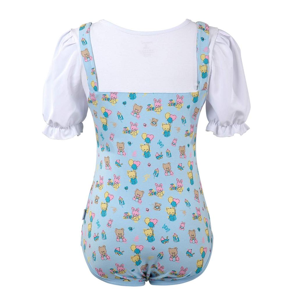 [LittleForBig] Adult Romper with H-Shaped Layering and Double Collar, "Little Cutie" Zoo Cotton Pajamas, Size L