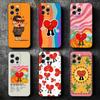 Мягкий чехол-сердечко Bad Bunny для iPhone 16 16E 17 Air 15 Pro Max 14 Plus 13 Mini 11 12 7 Черная задняя крышка