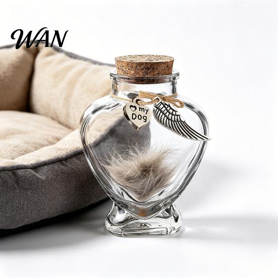 Pet Hair Preservation Bottle Keepsake Transparent Glass Storage Box with Cork Dustproof Jar Seal Preserve for Dog or Cat Memories Holder