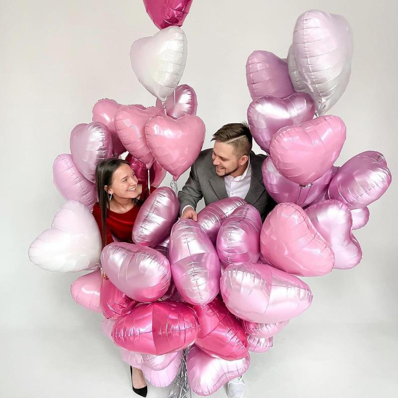 10 шт. 18 дюймов Большие Красные Шары-Сердца из Фольги Для Дня Святого Валентина Свадебного Девичника Годовщины Помолвки Украшение