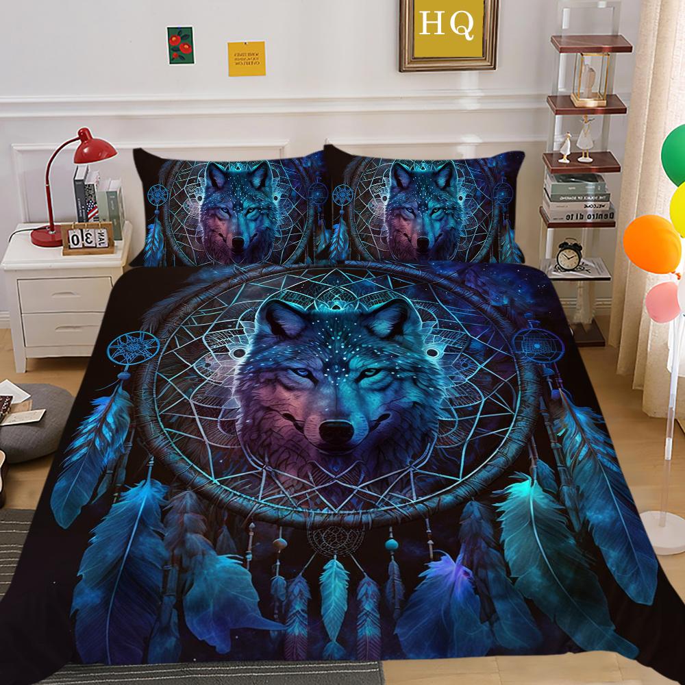 Домашнее постельное белье с принтом волка, комплект постельного белья из микрофибры королевского размера, мужской мягкий домашний текстиль высокого качества