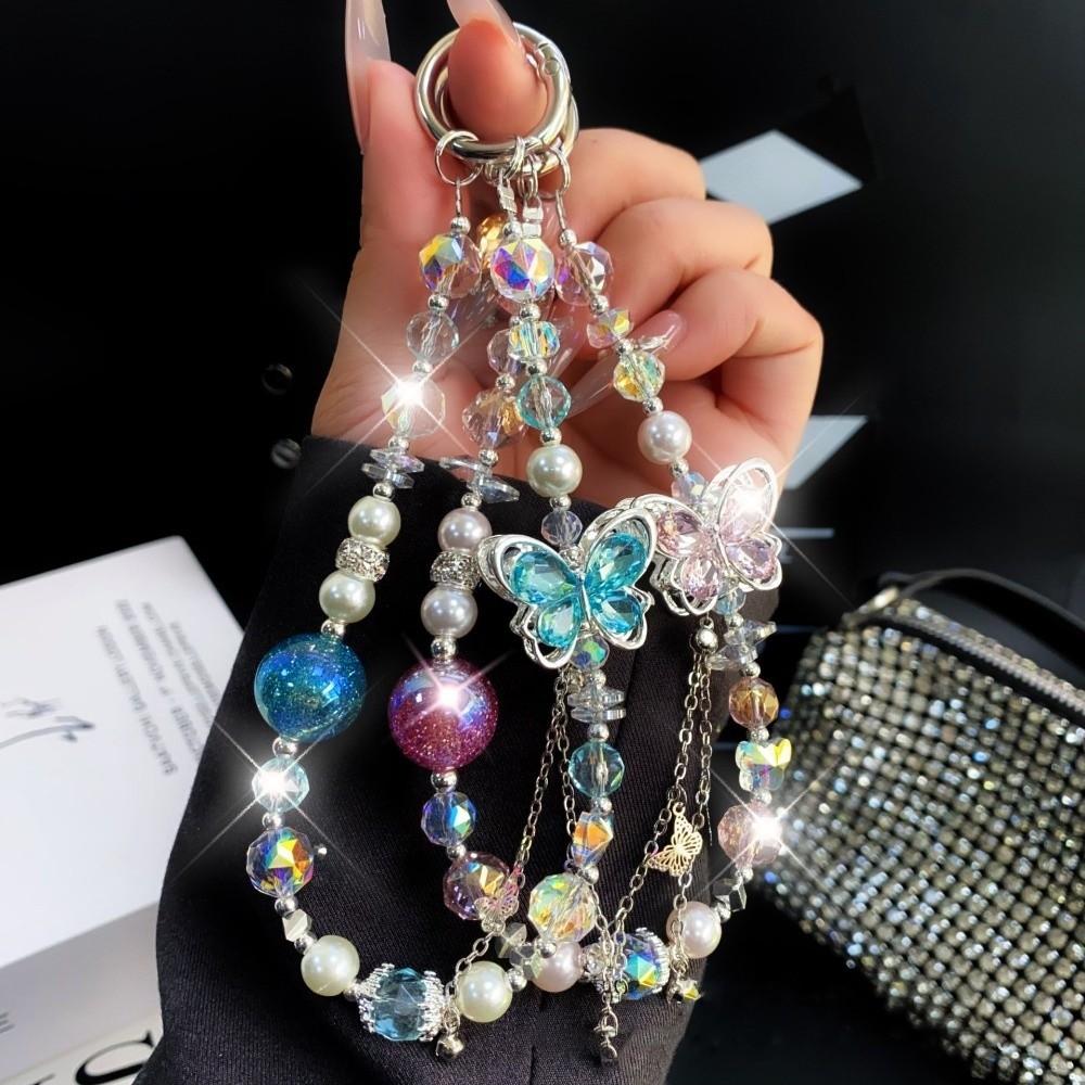 Butterfly Cell Phone Chain Pearl Mobile Phone Lanyard Mobile Phone Pendant