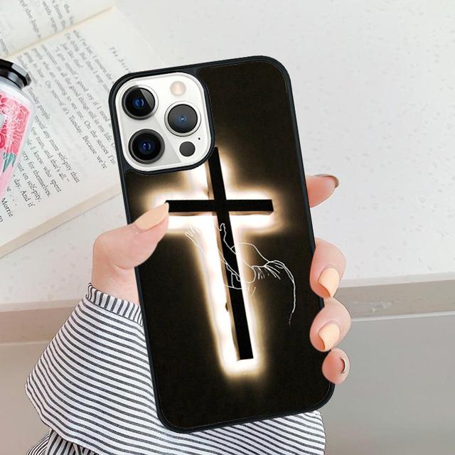 Cross on Bible Christian Catholic phone Case For iPhone 16 15 14 Plus XR XS apple 16 11 12 13 mini Pro Max coque