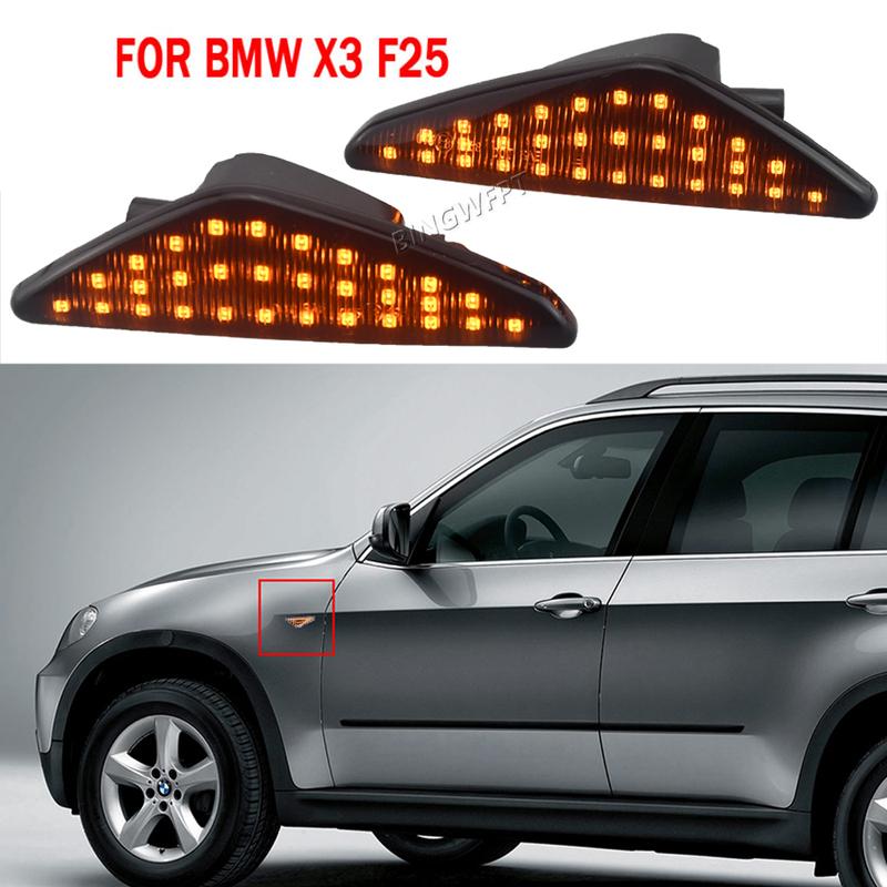 For BMW X5 E70 X6 E71 E72 X3 F25 2008-2014 Sequential Lamp Blinker Dynamic Flowing LED Side Marker Turn Signal Light
