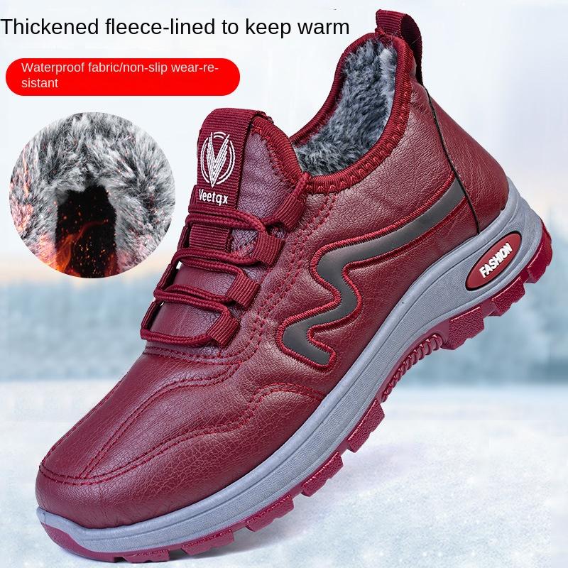 Модная хлопковая обувь для женщин 2024 года, новые короткие сапоги из толстого бархата для тепла, модные повседневные кожаные сапоги из хлопка