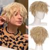 Synthetic Short Hair Men's Curly Wig With Bangs Cosplay Boys Wigs For Daily Party Black Pink Anime High Temperature Hair