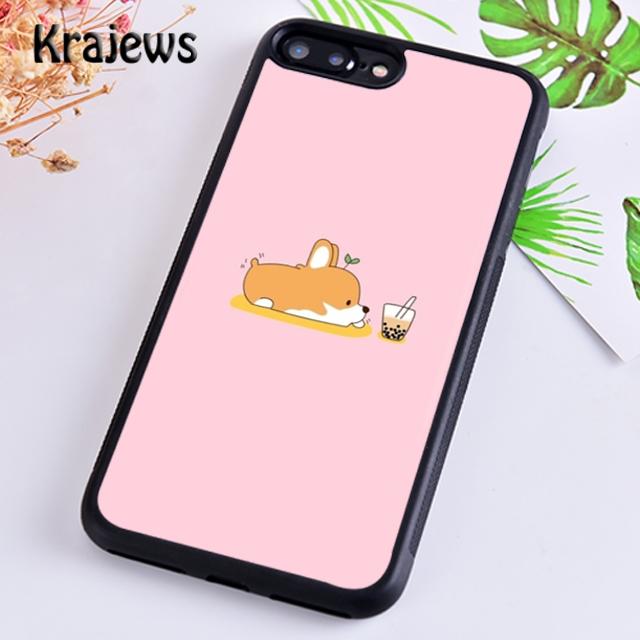 Мягкий чехол для телефона Krajews Corgi and Bubble Tea для iPhone 14 5 6s 7 8 plus XR XS 11 12 13 pro max Samsung S21 S22ultra Plus