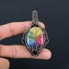 Tree Of Life Rainbow Solar Quartz Gemstone Handmade Pure Copper Wire Wrapped Pendant Jewelry For Memorial