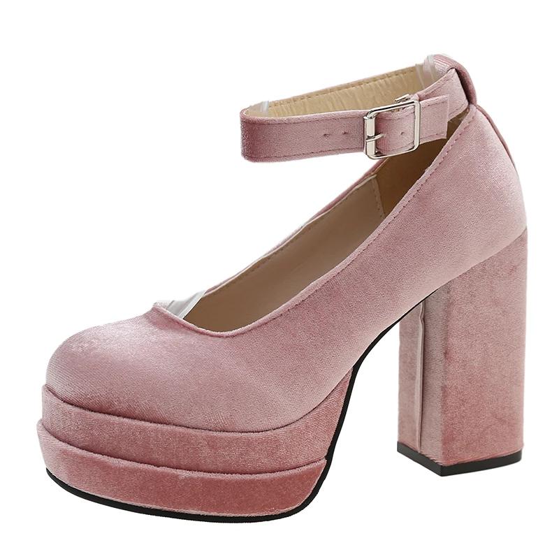 2024 2024 High Heel Wome Shoe Spring New Thick Heel Work Shoes Versatile High Heel Shoes Black 2024 Women Shoe Zapatos Mujer