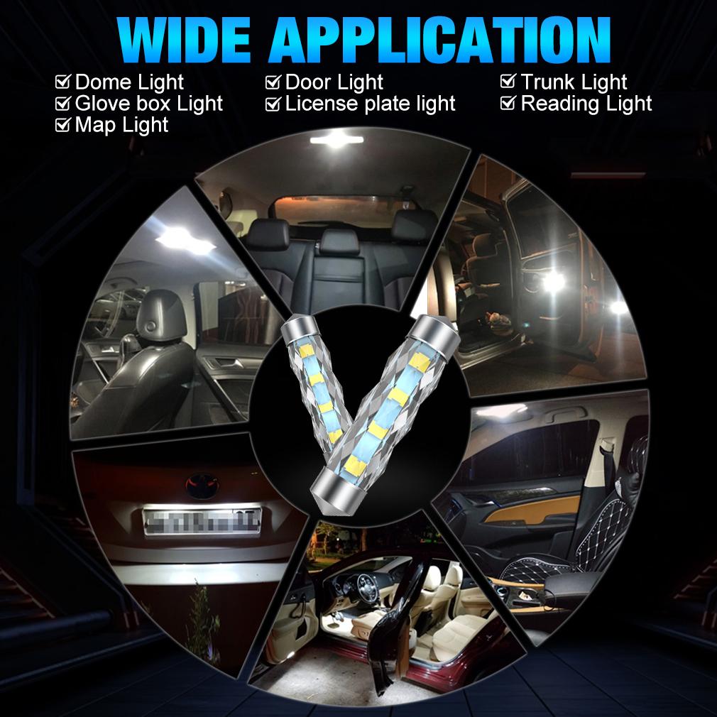 2 шт. 360° C5W C10W светодиодные лампы Canbus 31 мм 36 мм 39 мм 41 мм Фестон 8SMD светодиодный автомобильный внутренний свет купольный свет для чтения дверная лампа 12 В Авто 6000K белый