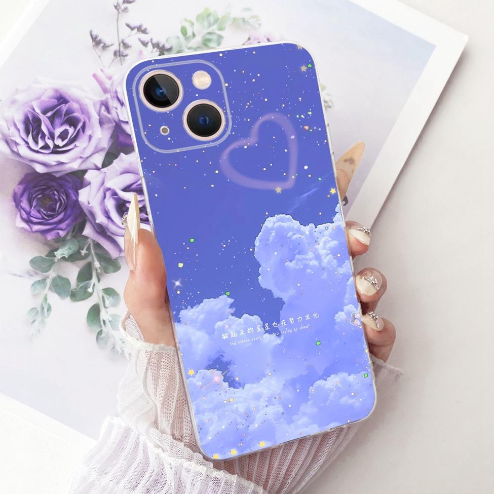 Transparent For iPhone 13 Case Cover Cute Cat Fashion Butterfly Funny Painted Casing A2633 A2482 A2631 A2634 A2635