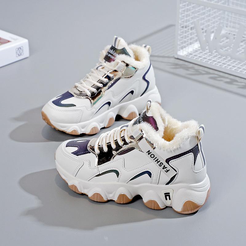 2023 зимняя новая кашемировая обувь для папы с высоким берцем, студенческая хлопковая обувь, спортивная женская обувь Tide 7006-2