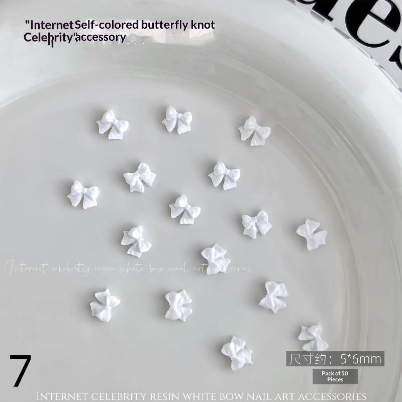 Nail Art 3D Bowknot Decor Set 50PCS for Creative DIY Manicure Beauty Projects
