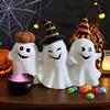 Halloween Ghost Figurine Cute 3 Ghosts Holding Hands Statue Resin Tabletop Ornament for Indoor Bookshelf Windowsill Decor