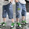 Джинсовые шорты для мальчиков, летние модные мягкие брюки с буквенным принтом, повседневные брюки для детей