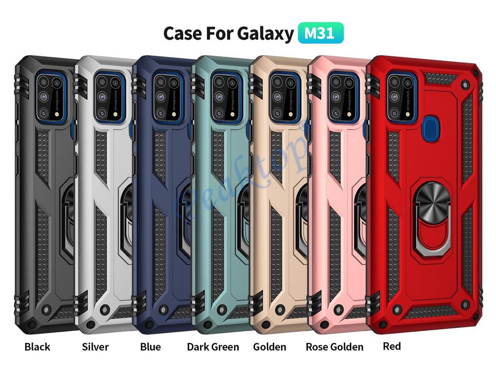 Противоударный бронированный чехол для телефона Samsung Galaxy M31S M30S M21 M31 M51 M02 A01 M01 Core с металлическим кольцом-подставкой, прочная защитная крышка
