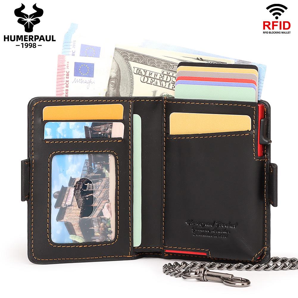 Humerpaul Leather Wallet Credit Card Wallet With Airtag Pocket