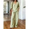 Spot Y1 bohemian V-neck top wide-leg pants two-piece women's clothing European and American fashion suit