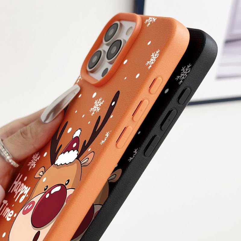 Милый чехол для телефона с лазерной печатью рождественского лося для iPhone Air 17 16 15 14 13 12 Pro Max 16 15 Plus 13 17 Pro 11 Ударопрочная жесткая накладка