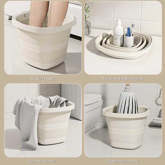 Folding Bucket with Handle Large Capacity Strong Load-bearing Outdoor Fishing Bucket Portable Compact Collapsible Bucket