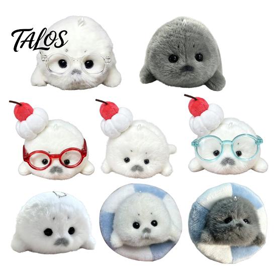 Soft Backpack Ornament Cute Baby Seal Plush Keychain, Fluffy White Mini Bag Decorative Room Pendant Charm, Stuffed Ocean Animal Key Ring Accessory for