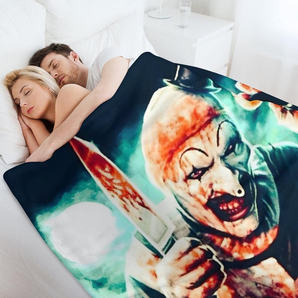 Terrifying Art and Clown Throw Blanket Thermals For Travel Thermal Cute Flannel Fabric Blankets