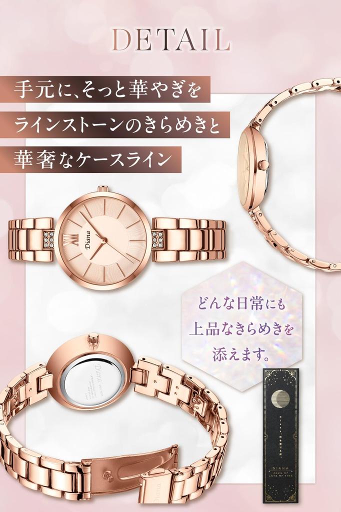 2025 Новые аналоговые водонепроницаемые часы ZJ0001 Милые простые японский механизм Стильный подарок Популярные [DIANA] Женские (Серебро и Роза)