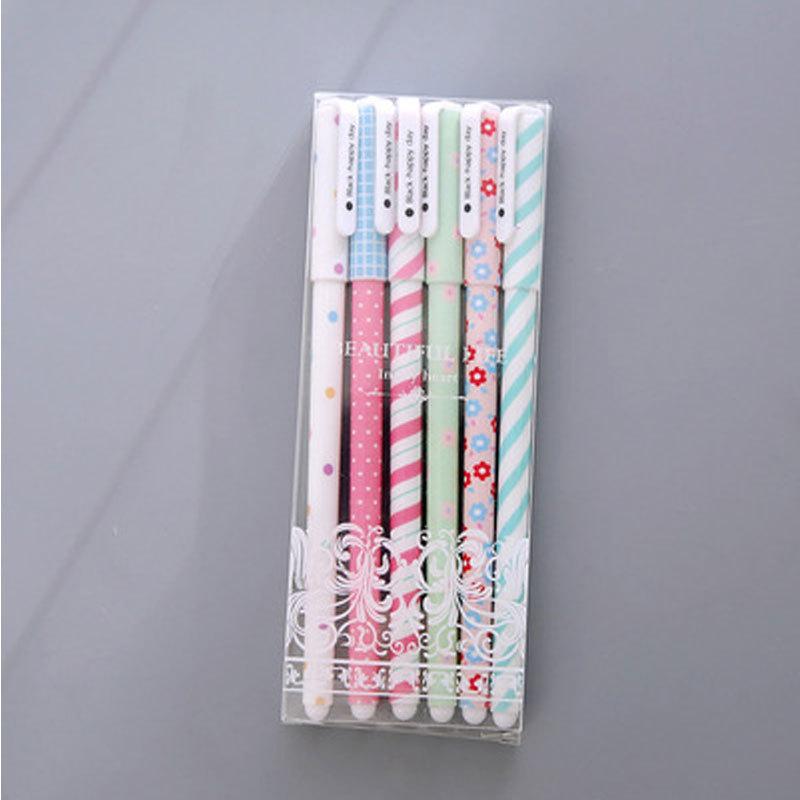 Креативный корейский канцелярский набор ручек Ручка для подписи Награда Черная ручка-роллер Набор из 6 штук Детский подарок Школа Офис Письменные принадлежности