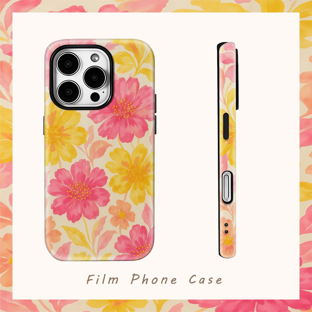 Golden Bloom Bliss Phone Case for IPhone 16 15 14 13 12 11 X XS XR XSMAX 7 8 Pro Max Plus Double-layer Back Cover