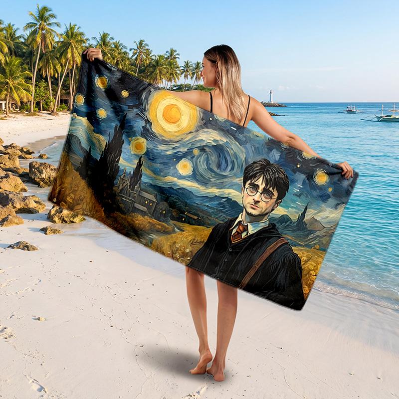 Harry Potter Printed Swim Towel, Portable Water Absorbent Towel for Beach Camping Daily Bathroom Use