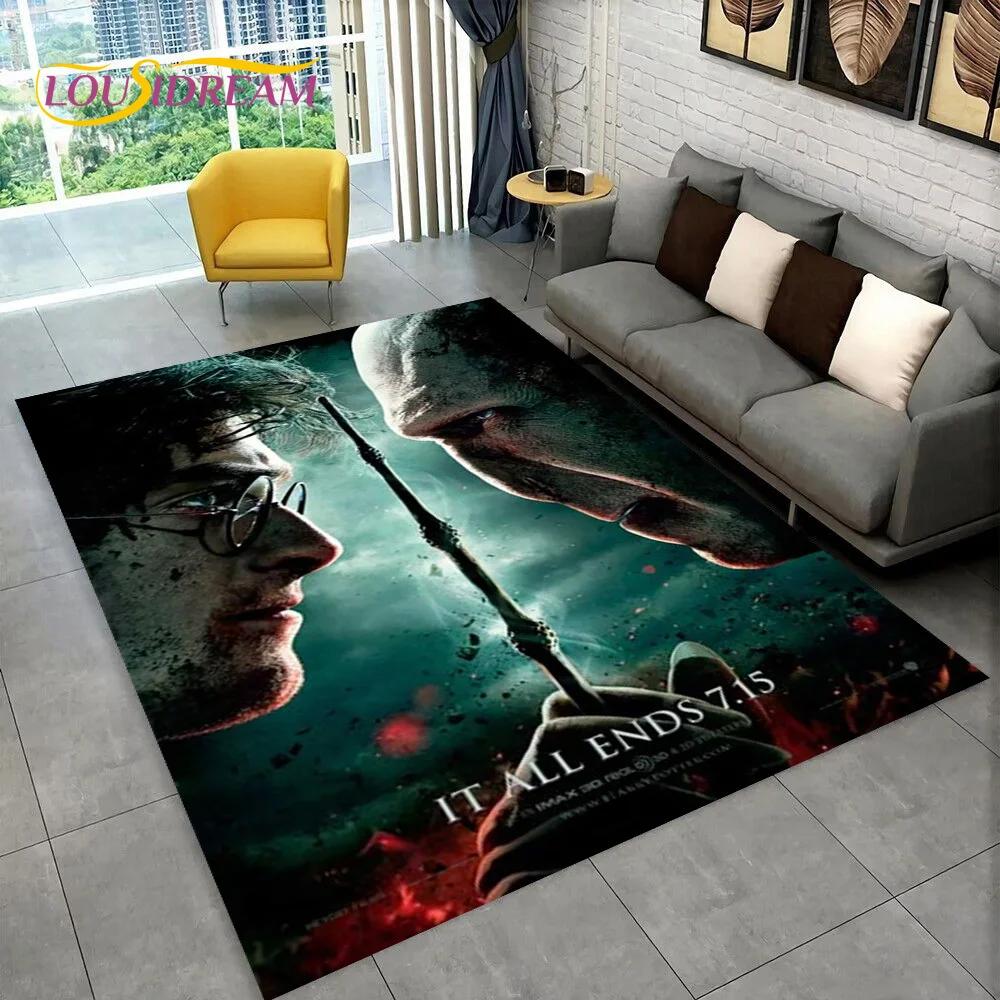 3D P-Potter Magic Academy Movie HD Rug Carpet for Living Room Bedroom Home Decor,Floor Mat Non-slip for Sofa Doormat Gift Kids