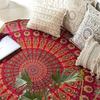 Red Chili Round Table Cover Bohemia Indian Mandala Table Cloth Fabric Peacock Father Tablecloth Mediterranean Style Kitchen Round