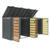 Trash Can Box, with Hinged Lid, trash storage compartments, Lockable, Four Doors, Diamond-Shaped Hollow Door Panel