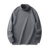 Men Bottoming T-shirt Half-high Collar German Velvet Solid Color Elastic Mid Length Pullover Layering Top for Winter And Fall