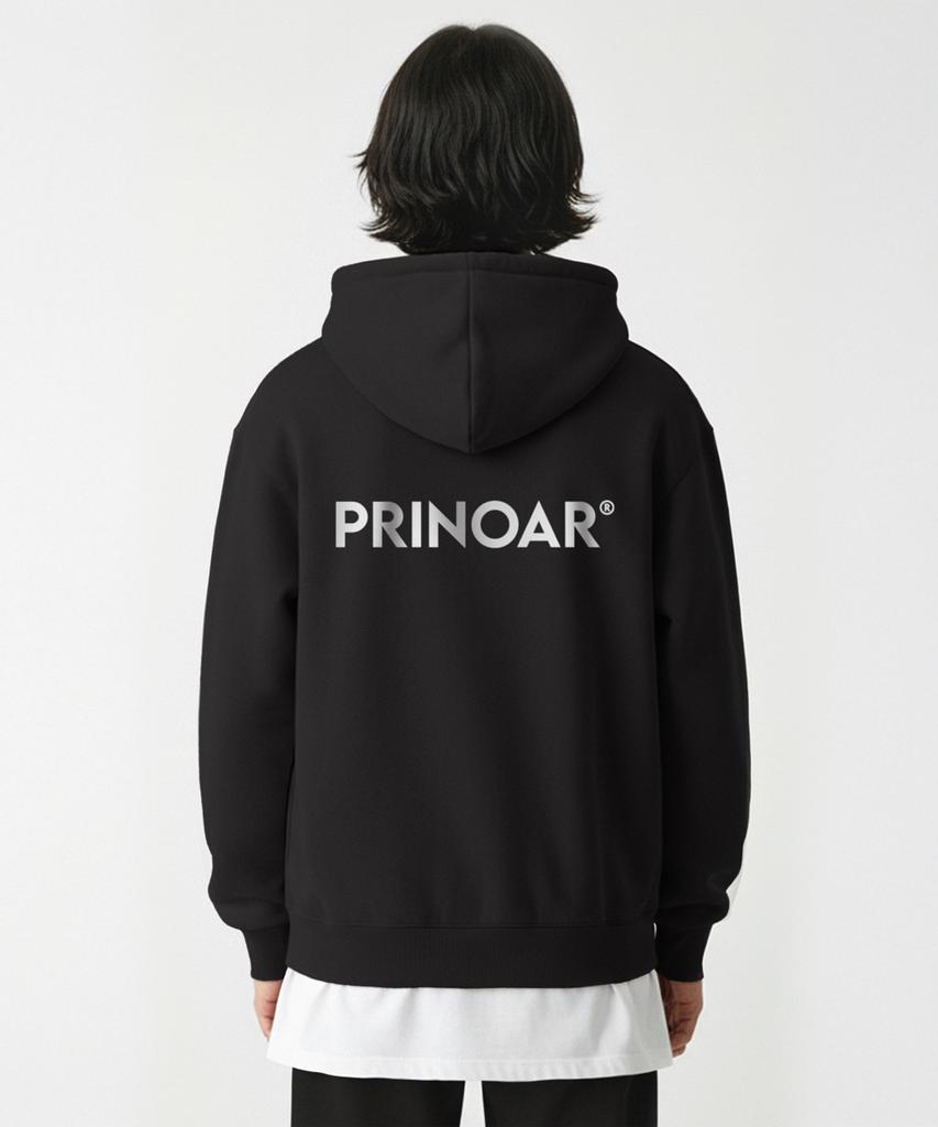 Prinoar [С флисовой подкладкой] Толстовка на молнии с логотипом - Черная