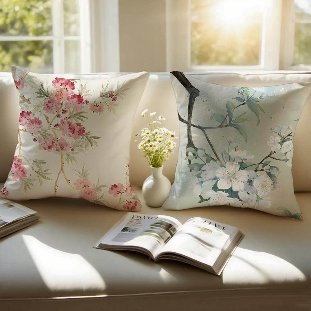 Цветы груши Цветы абрикоса Весенний цветок Наволочка для подушки Чехол для подушки Антипылевой Невидимая молния Короткий плюш Подушка для дивана