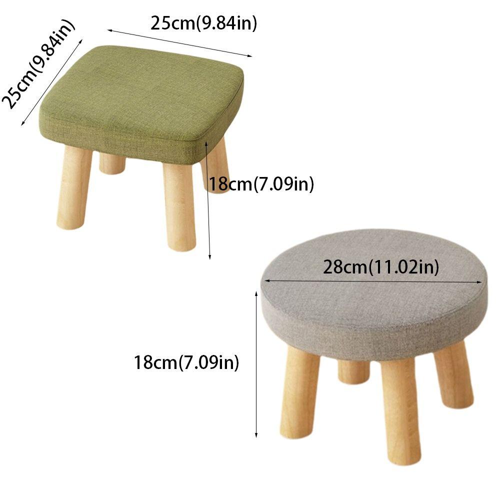 Soft Solid Wood Small Foot Stool Non-Skid Large Load Bearing Low Seat Comfortable Thickened Sponge Cushion
