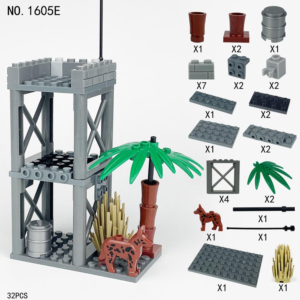 1605A-1605F Military Operation Command Center Defense Bunker Building Block Model Toy