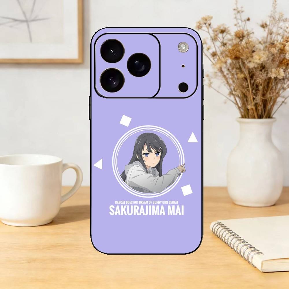 Чехол для телефона Senior S-Sakurajima Mai для iPhone 17,16,15,14,13,12,11 Plus,Pro,Max,Mini Силиконовый черный Мягкий чехол