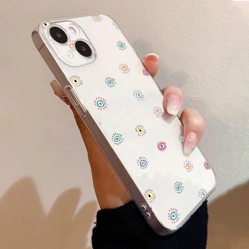 Чехол для телефона с принтом Синий Глаз Удачи и Сглаза для IPhone 16 15 14 13 12 11 Pro Max X XS SE2 7 8 Plus, Прозрачный Мягкий Силиконовый Чехол