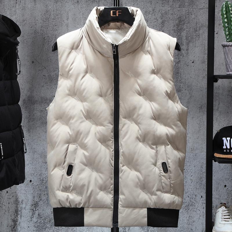 Мужские зимние куртки без рукавов с капюшоном, новая мода, осенний жилет на молнии, холодный жилет в корейском стиле, мужская верхняя одежда с вышивкой