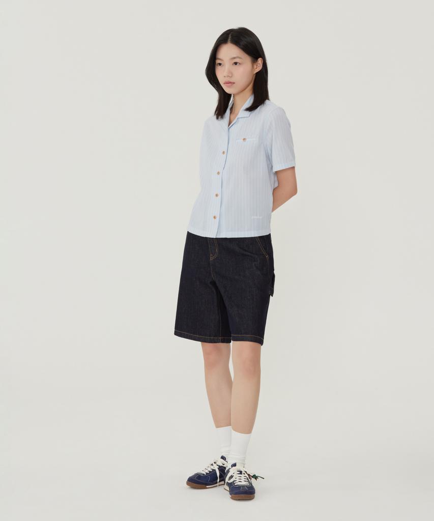 COVERNAT WOMAN Bermuda Denim Shorts Indigo